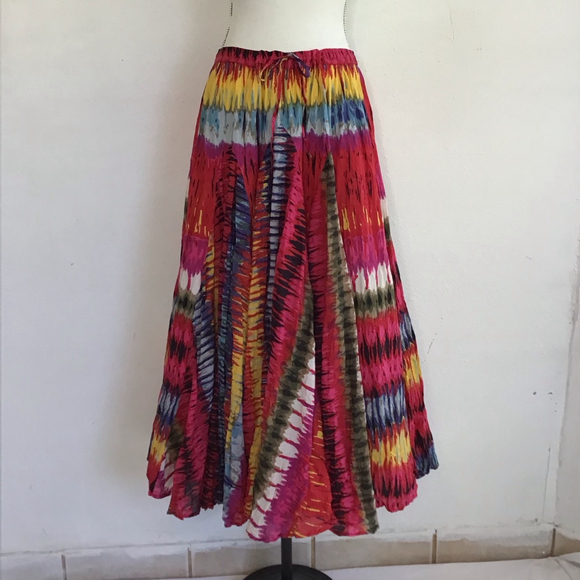 Chelsea & Theodore Women Vibrant Multi-Color Abstract Urban Artsy Maxi Skirt L - Picture 3 of 12